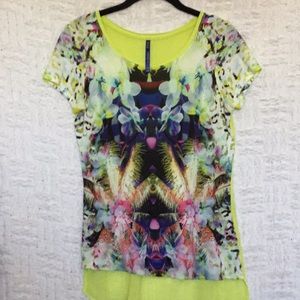 Karen Millen Floral Blouse in Acid Green size 4
